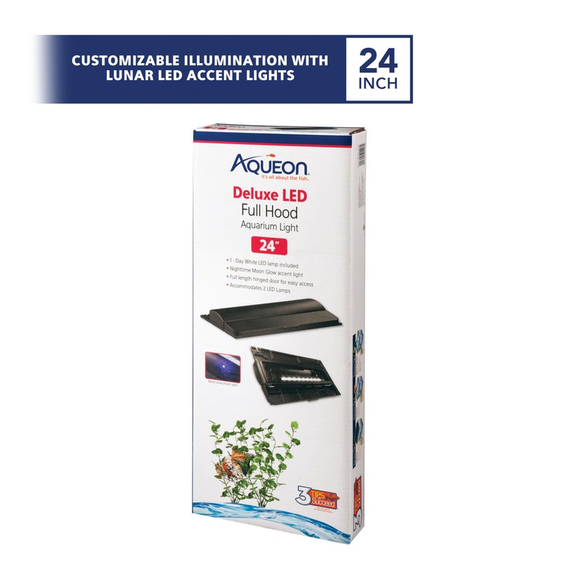Aqueon LED Deluxe Fish Tank Aquarium Full Hood, Black, 24 Inch - Image 4